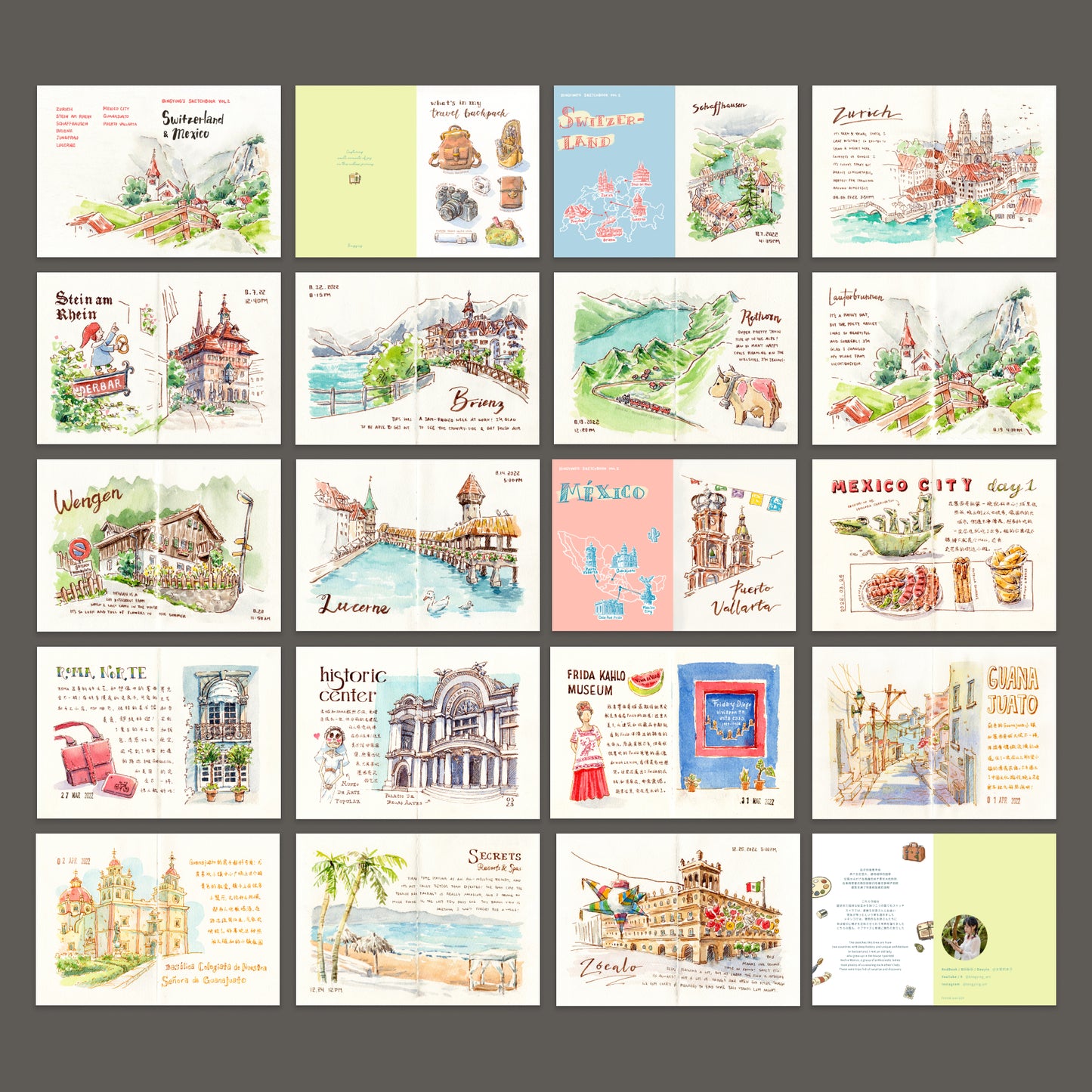 Mini Art Zine: Switzerland & Mexico Travel Sketchbook