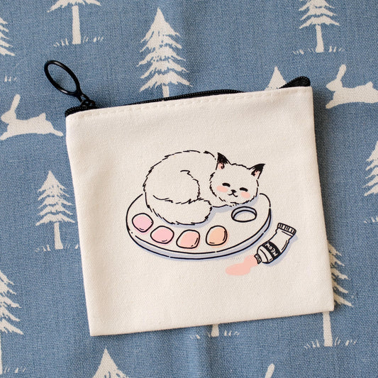 Pesky Kitty Canvas Zipper Pouch: Art Buddy