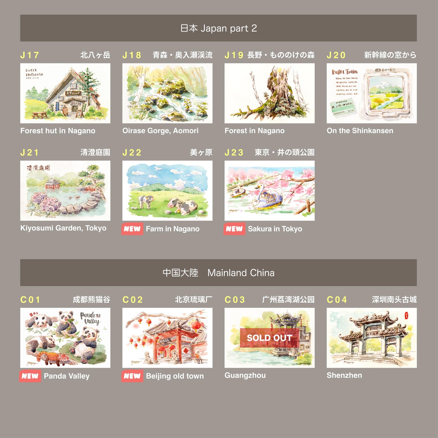 Choose Your Own Set of 5 Travel Watercolor Postcard Prints