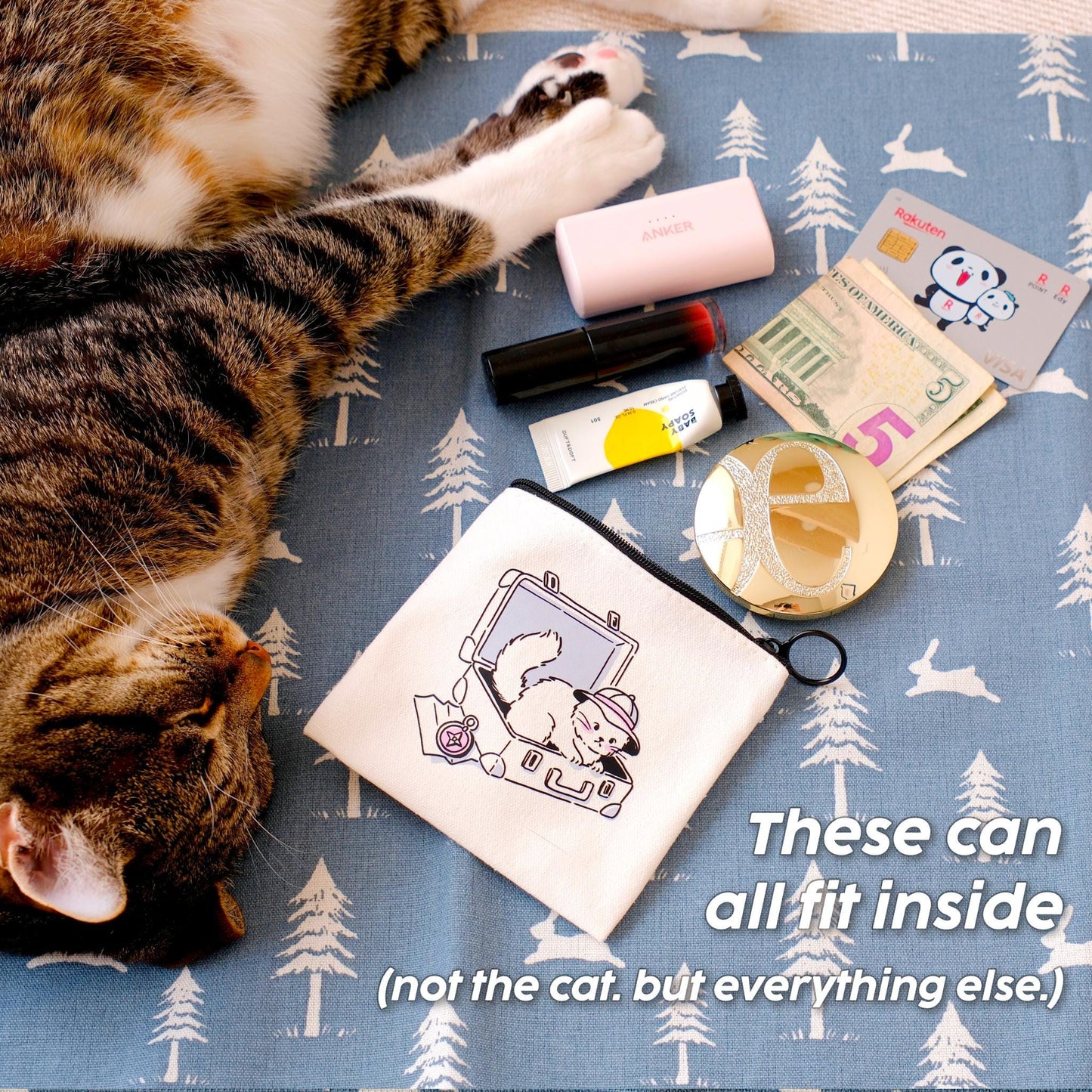 Pesky Kitty Canvas Zipper Pouch: Travel Buddy
