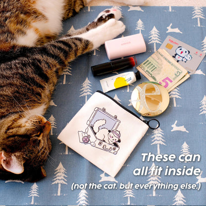 Pesky Kitty Canvas Zipper Pouch: Travel Buddy