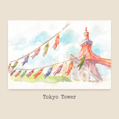 Scenes from Japan: Set of 5 Watercolor Postcard Prints