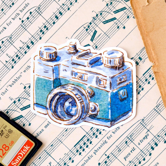 Set of 5 Vinyl Stickers: Vintage Stationery & Travel Collection