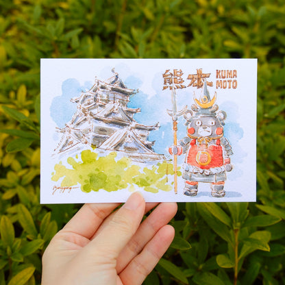 Postcard: Kumamoto Castle & Kumamon