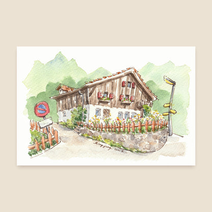 Postcard: Chalet in the Swiss Alps