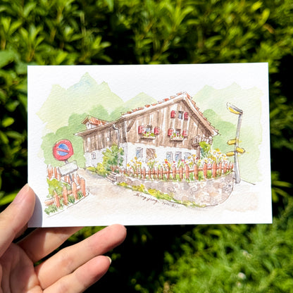 Postcard: Chalet in the Swiss Alps