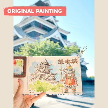 Postcard: Kumamoto Castle & Kumamon