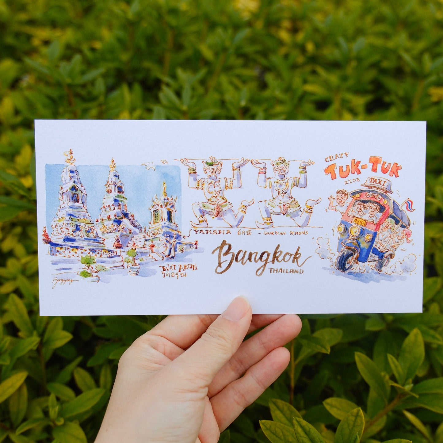 Oversized Postcard: Scenes from Bangkok: Wat Arun & Tuk-Tuk