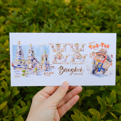 Oversized Postcard: Scenes from Bangkok: Wat Arun & Tuk-Tuk