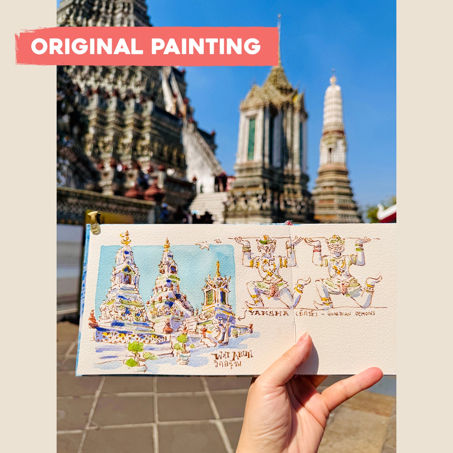 Oversized Postcard: Scenes from Bangkok: Wat Arun & Tuk-Tuk