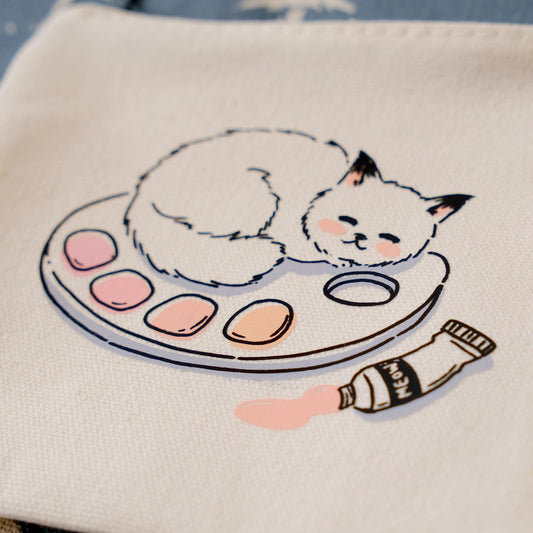 Pesky Kitty Canvas Zipper Pouch: Art Buddy