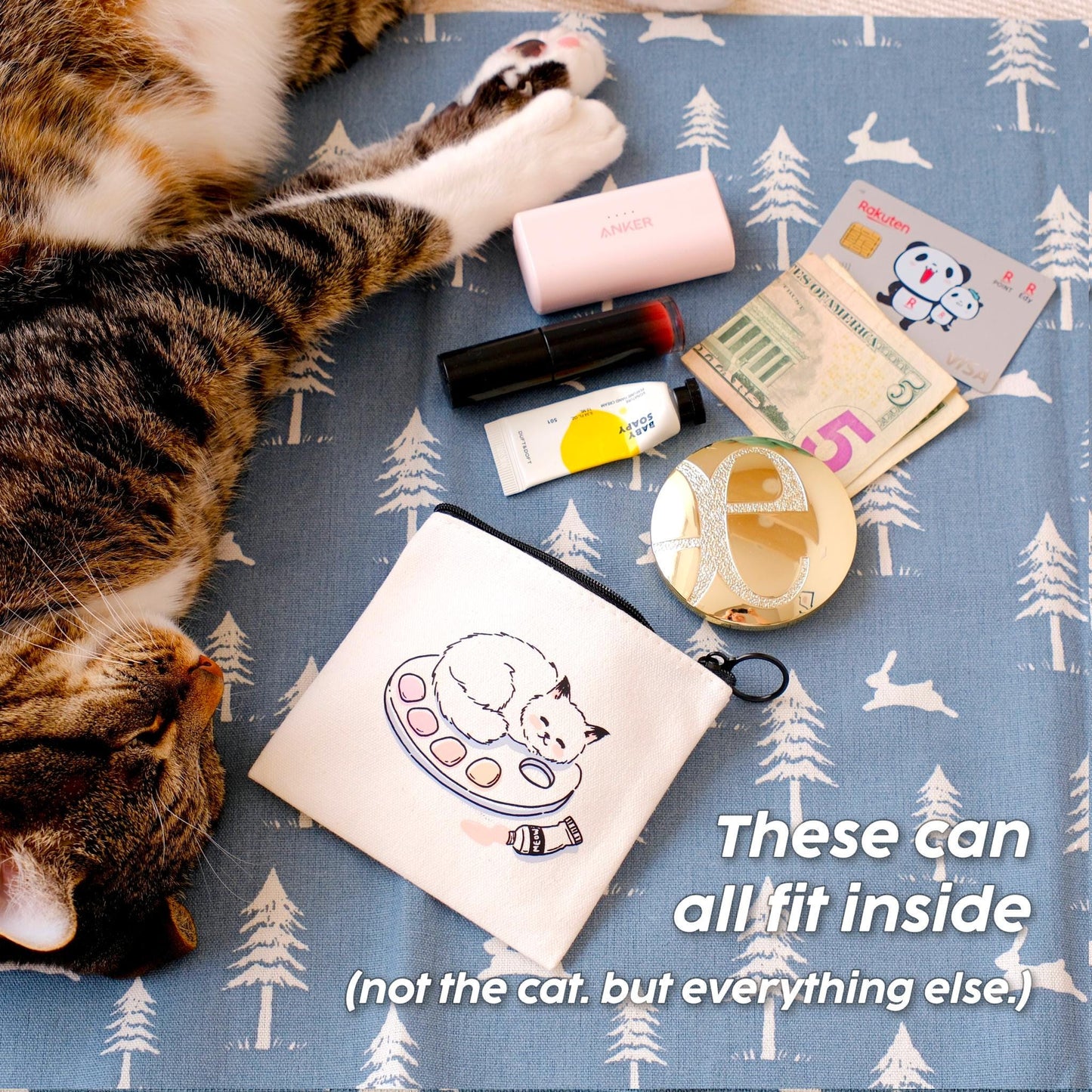 Pesky Kitty Canvas Zipper Pouch: Art Buddy