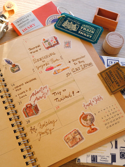 Washi Sticker Sheet: Vintage Stationery & Travel Collection