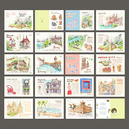 Mini Art Zine: Switzerland & Mexico Travel Sketchbook