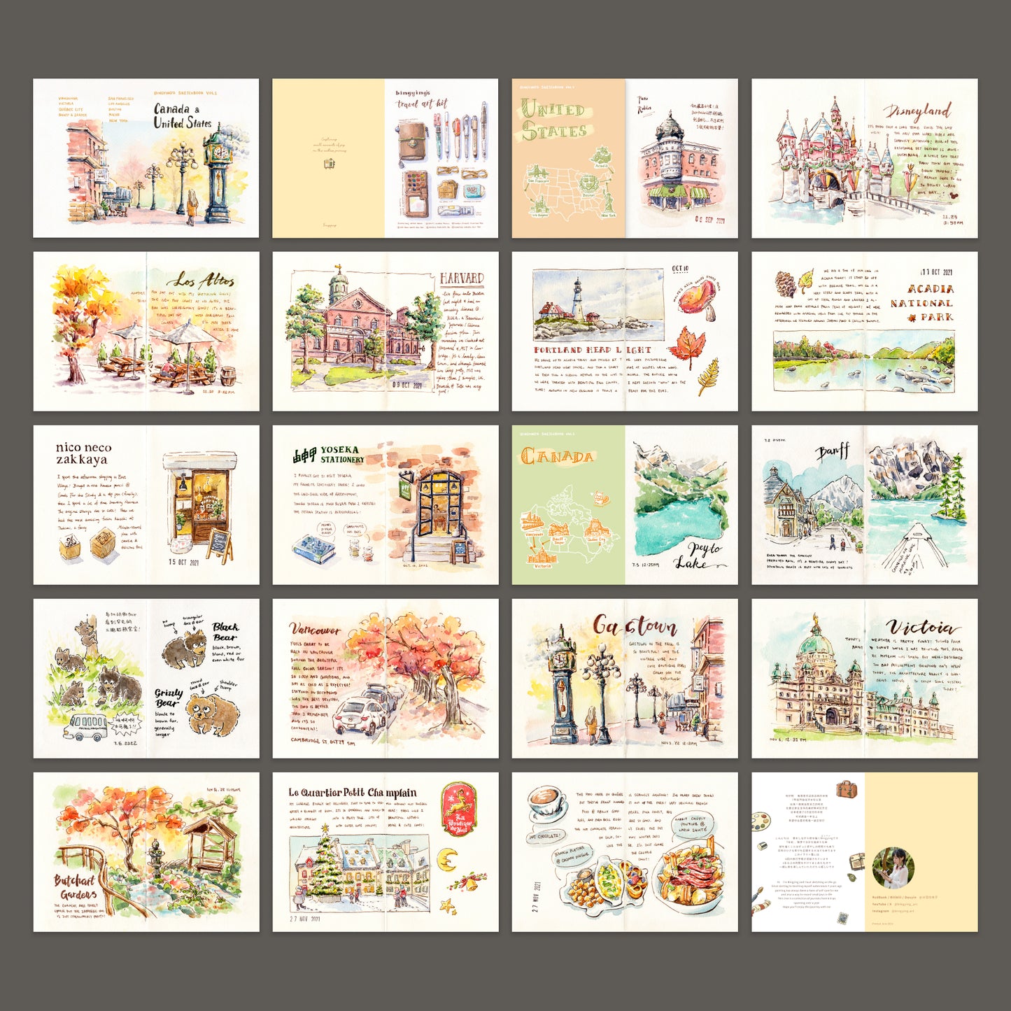 Mini Art Zine: Canada & United States Travel Sketchbook